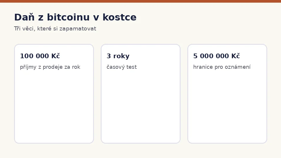 Daň z bitcoinu v kostce
